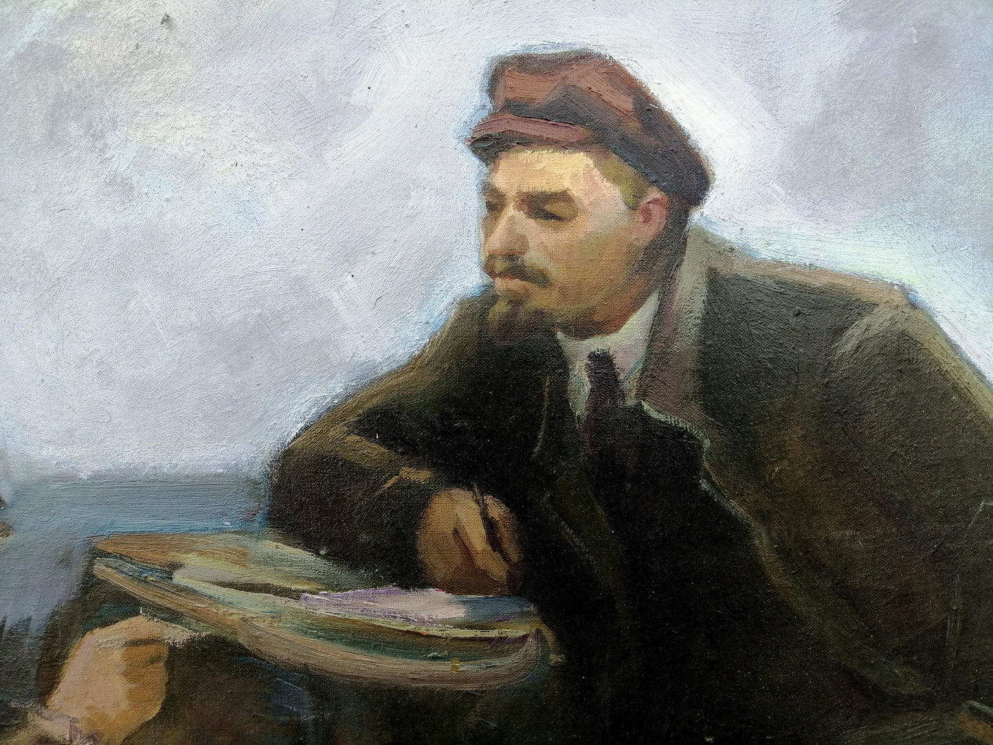 Social realism oil painting Lenin with the peasants Zheleznyy Aleksey Sergeyev