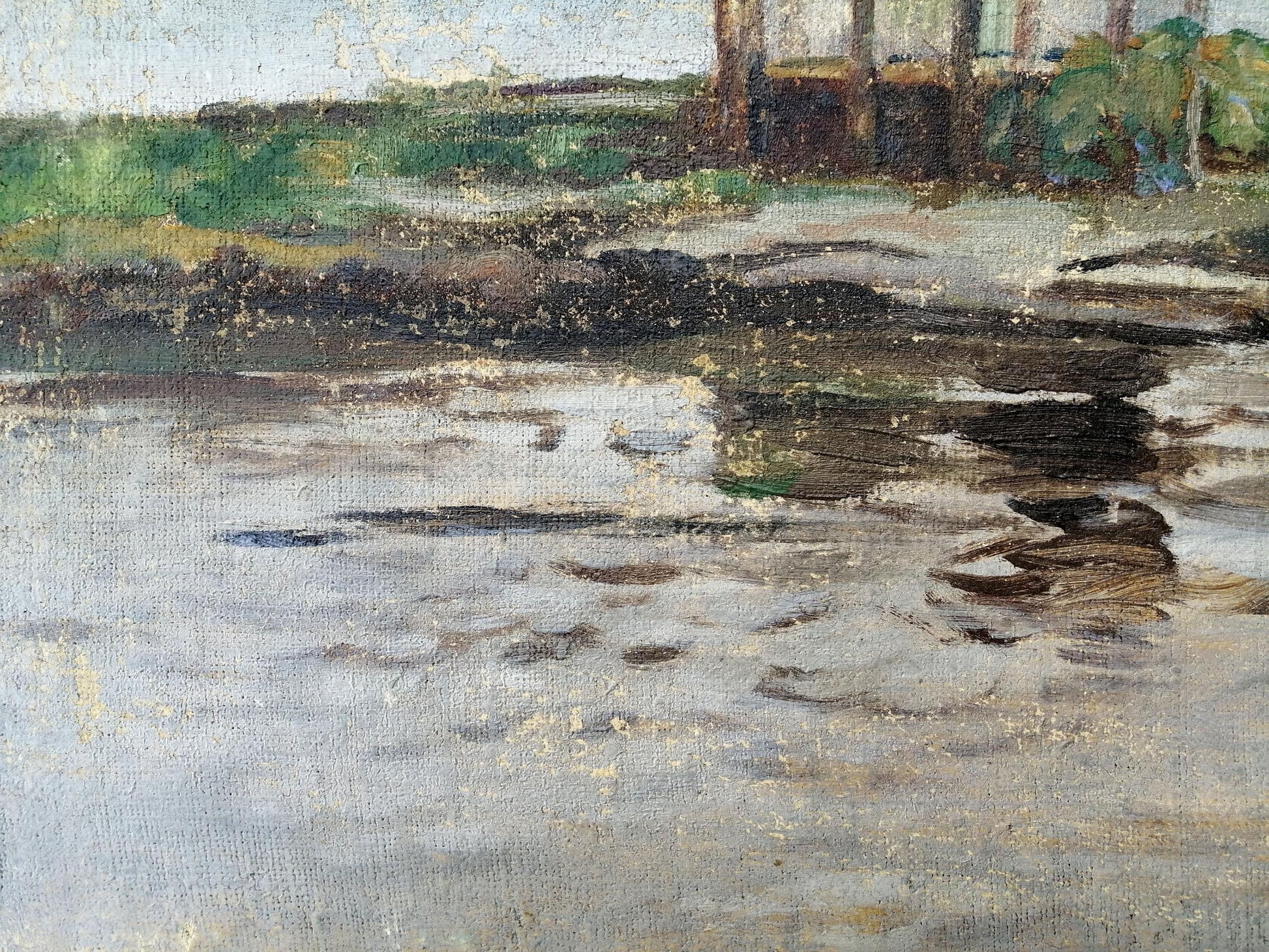 Rest by the River captured on canvas in oil by an unknown artist