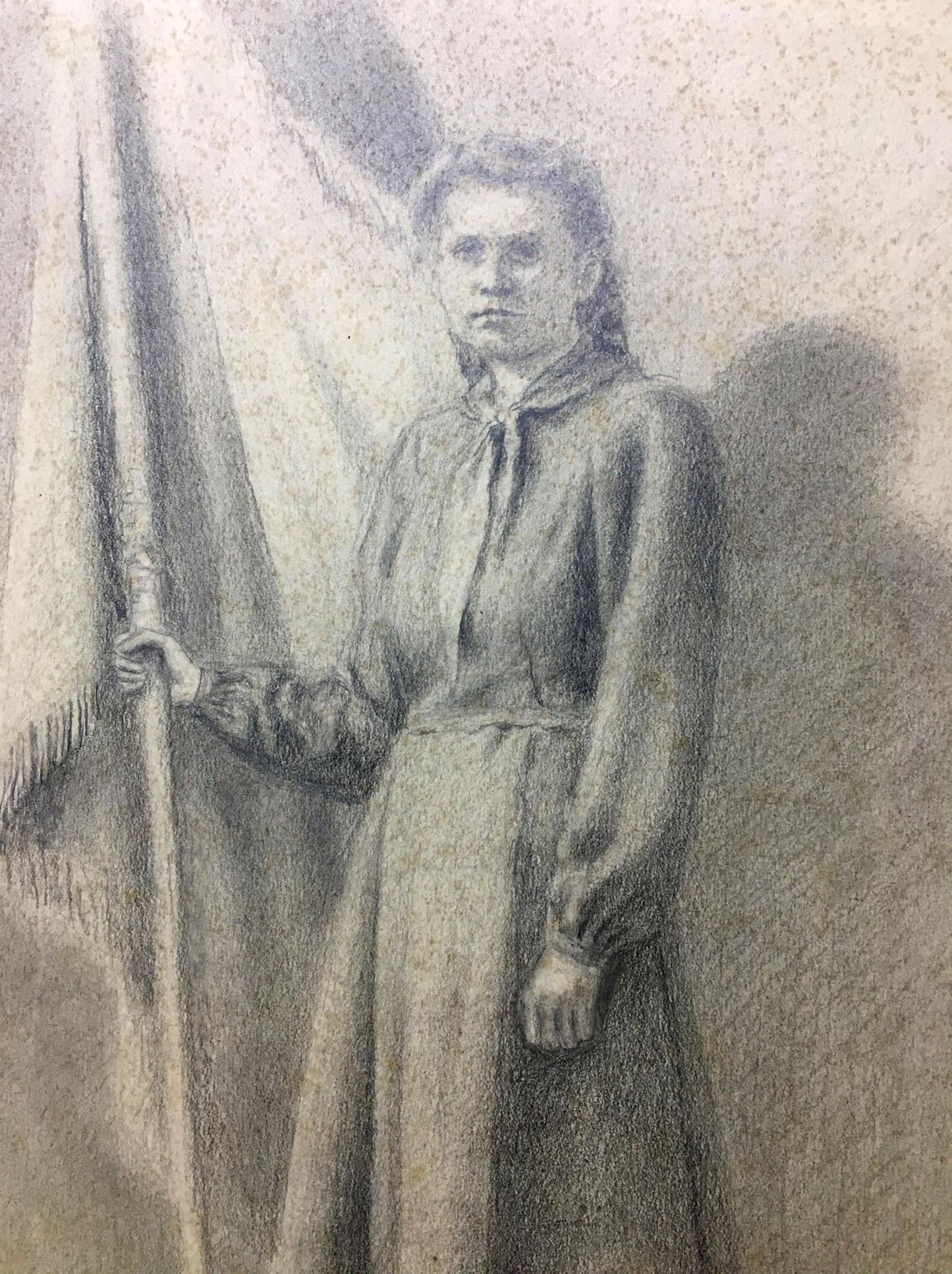 Pencil painting Girl pioneer leader Ivan Tsyupka