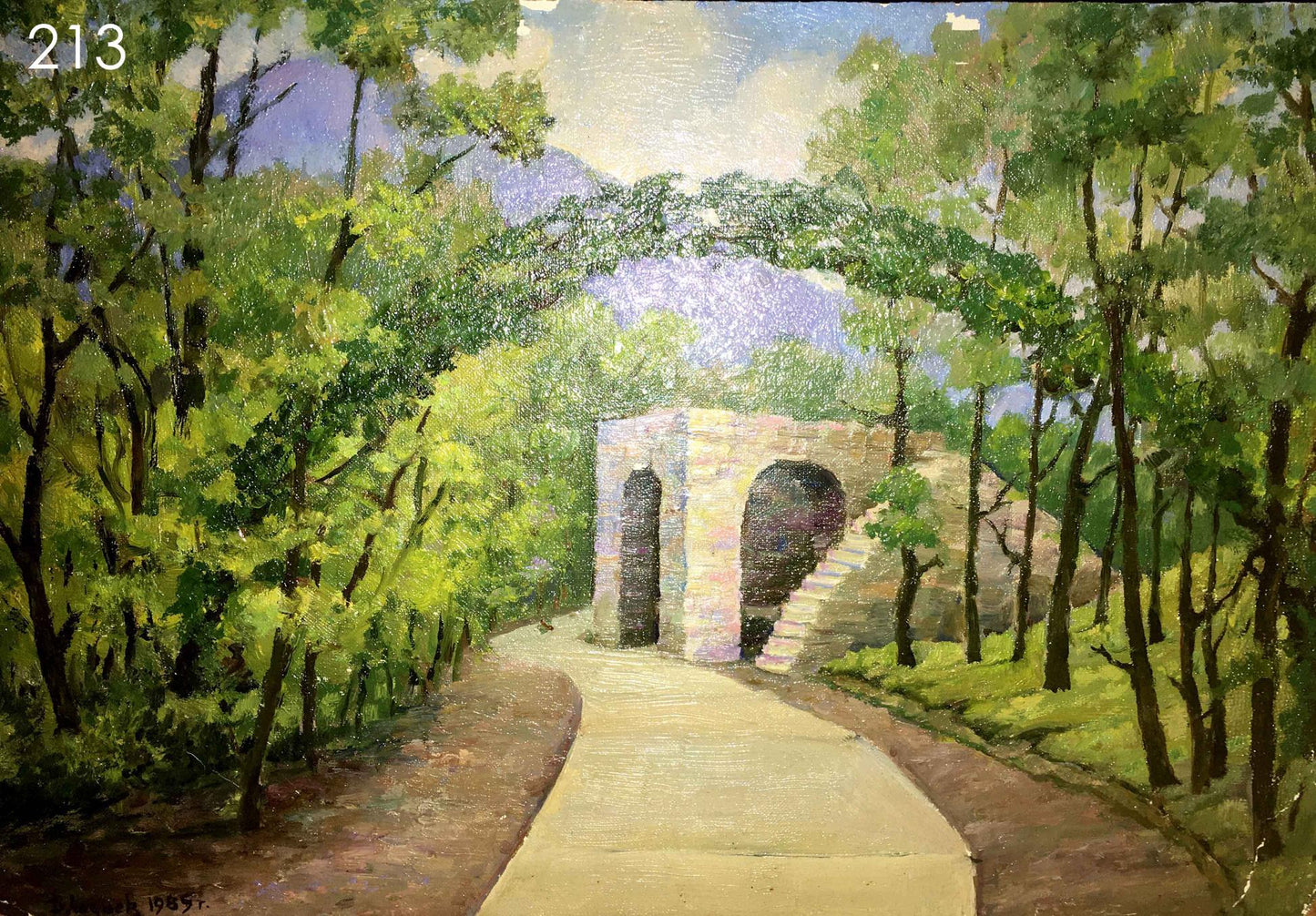 Stone arbor oil painting Lednev Dmitry