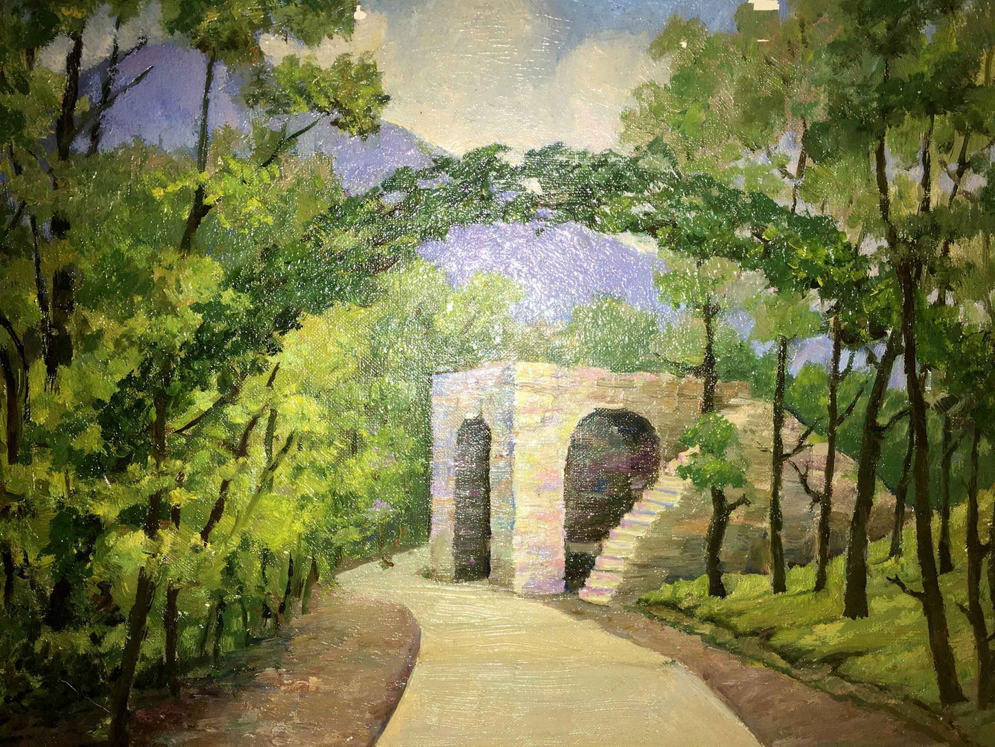 Stone arbor oil painting Lednev Dmitry