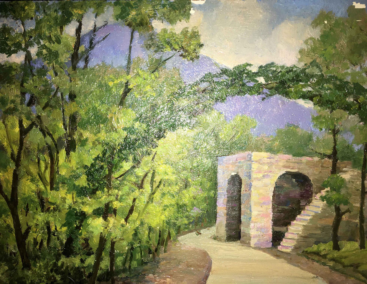 Stone arbor oil painting Lednev Dmitry