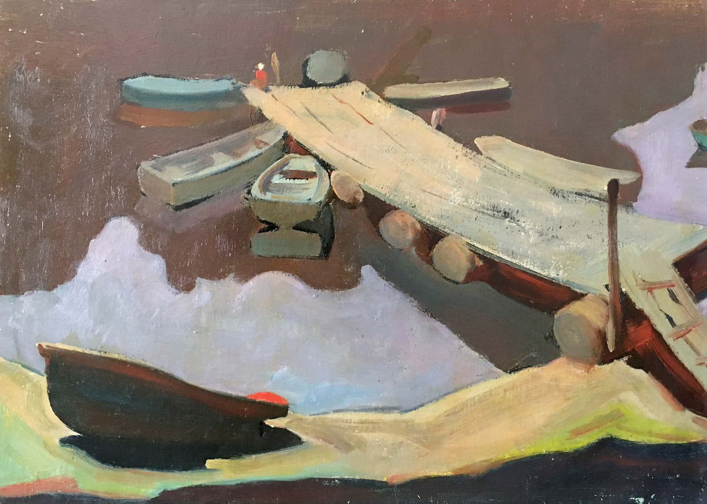 Oil painting Boat mooring Kiyansky Yuri Ivanovich