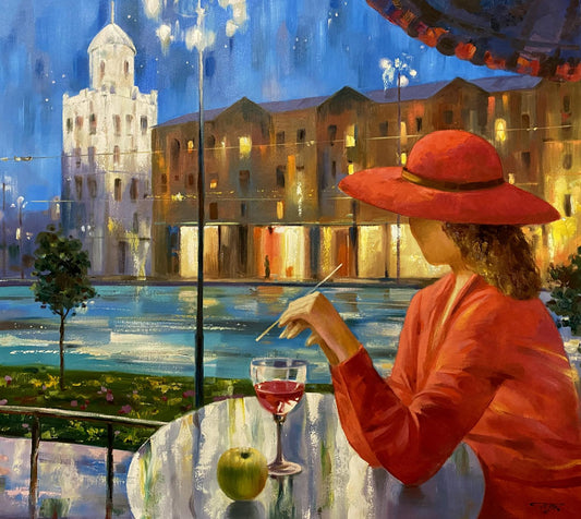 Oil painting Night city Anatoly Borisovich Tarabanov