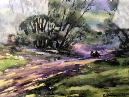 After the rain watecolor painting Viktor Mikhailichenko