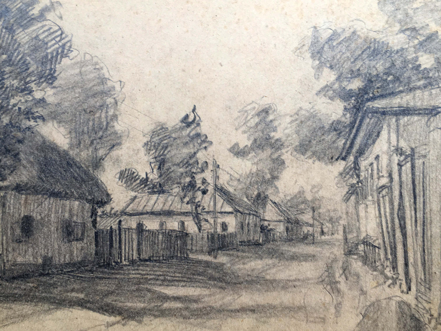 Pencil painting Street landscape Dmitry Lednev