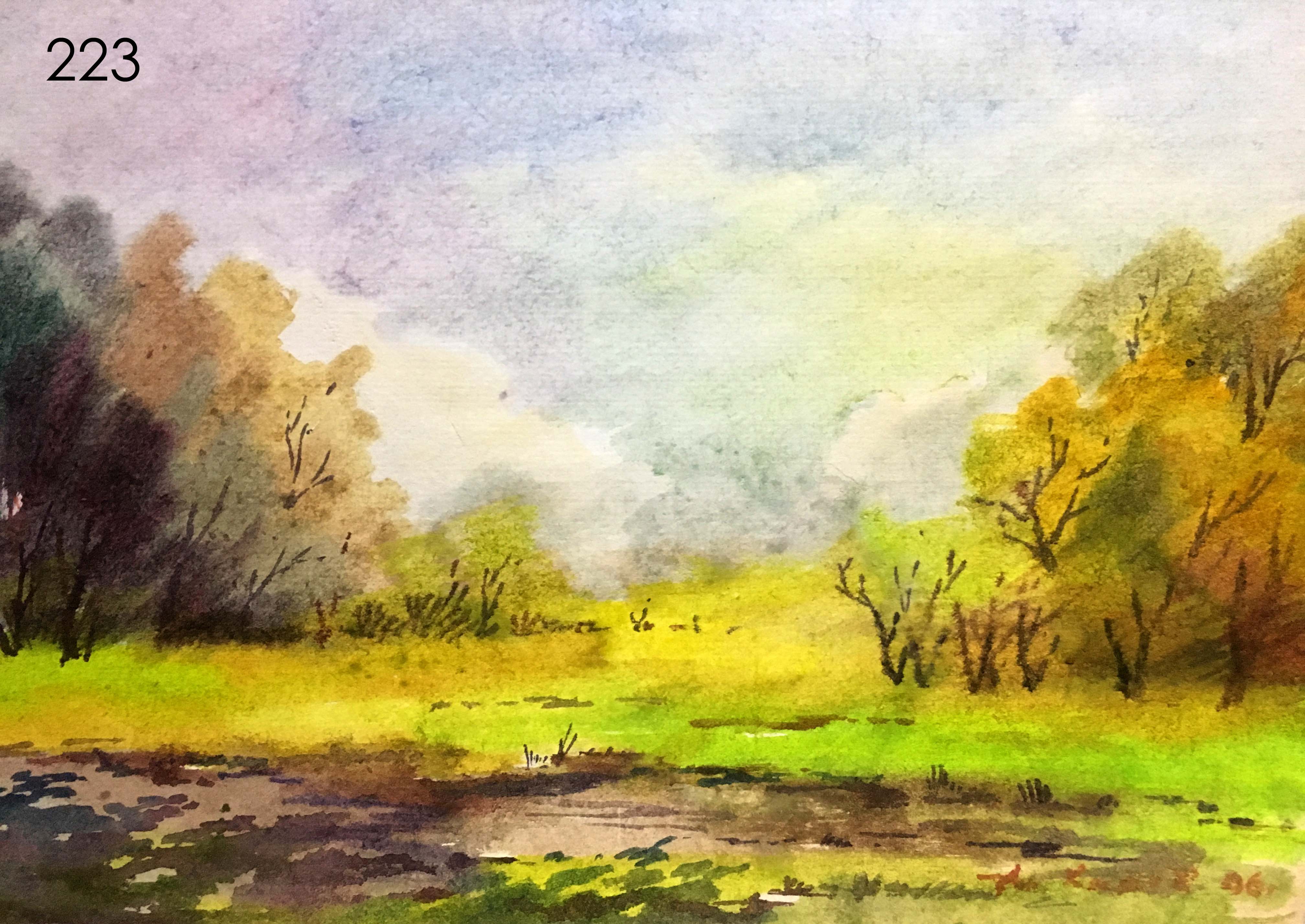 Summer landscape watercolor painting A. Horov