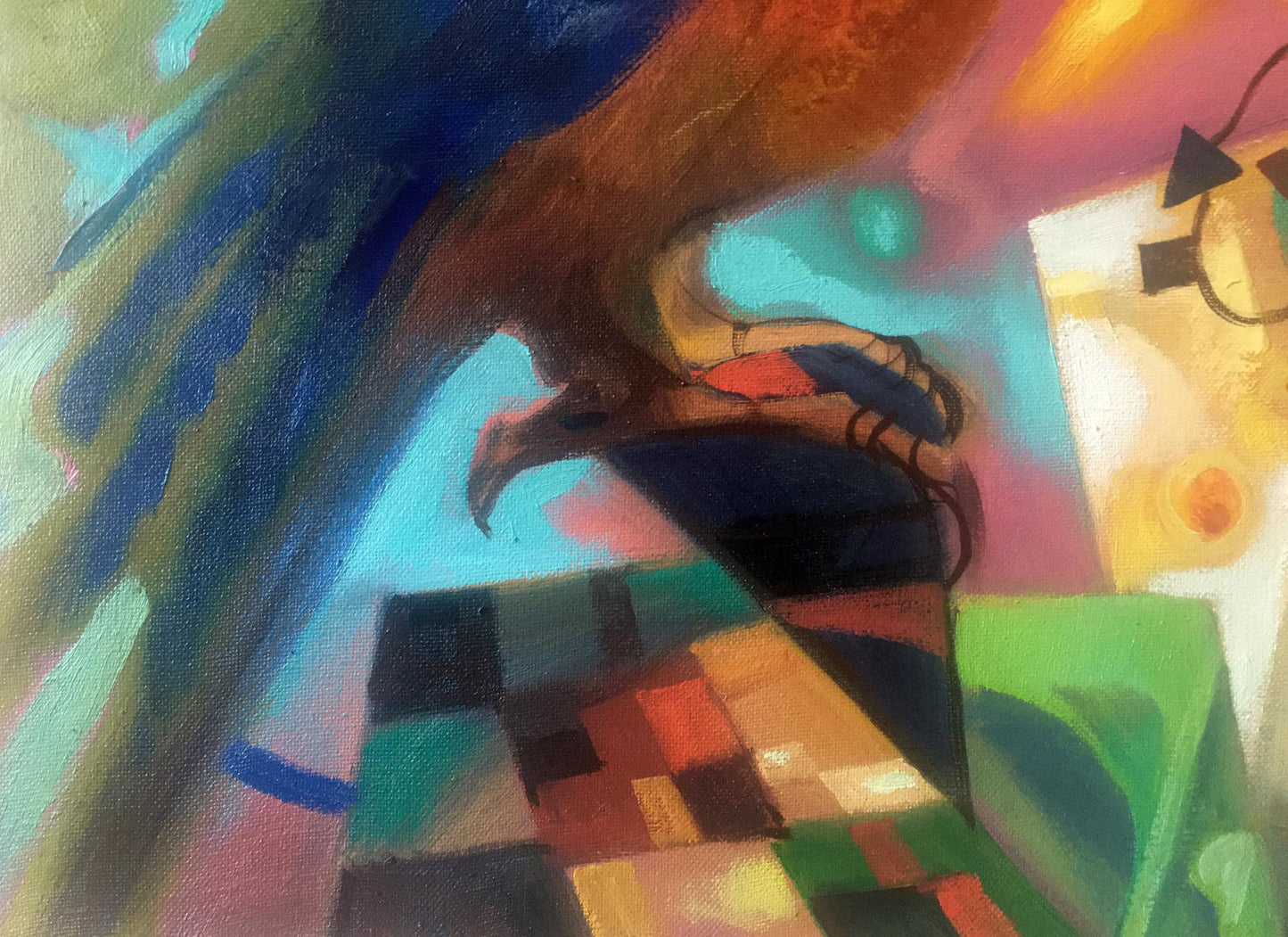 Abstract oil painting Still life with a parrot Anatoly Borisovich Tarabanov