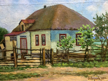 House in the village of Hoteni oil painting Lednev Edward Dmitrievich
