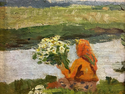 Oil painting Girl near the shore Trohimenko Karp Demyanovich