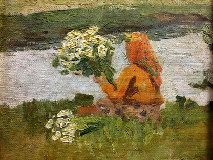 Oil painting Girl near the shore Trohimenko Karp Demyanovich