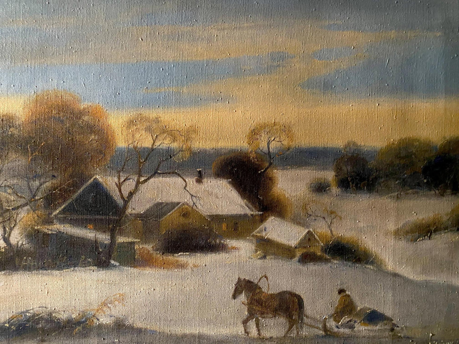 oil winter landscape