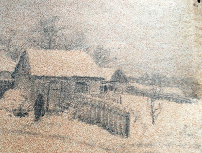 Pencil painting Blizzard in the village Dmitry Lednev