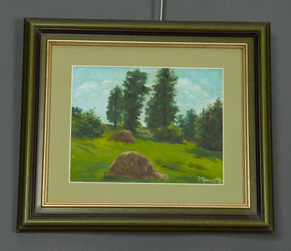 Oil painting Forest, nature, haystack Ivan Kirillovich Tsyupka