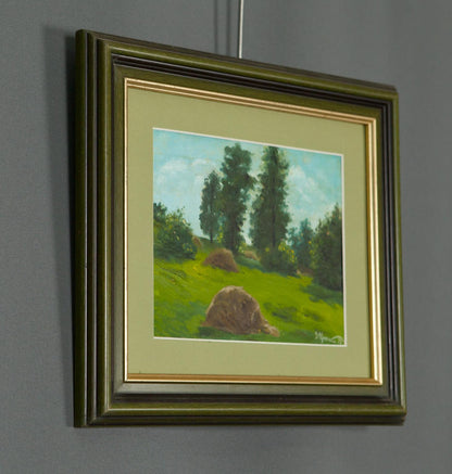 Oil painting "Forest, Nature, Haystack" by Ivan Kirillovich Tsyupka