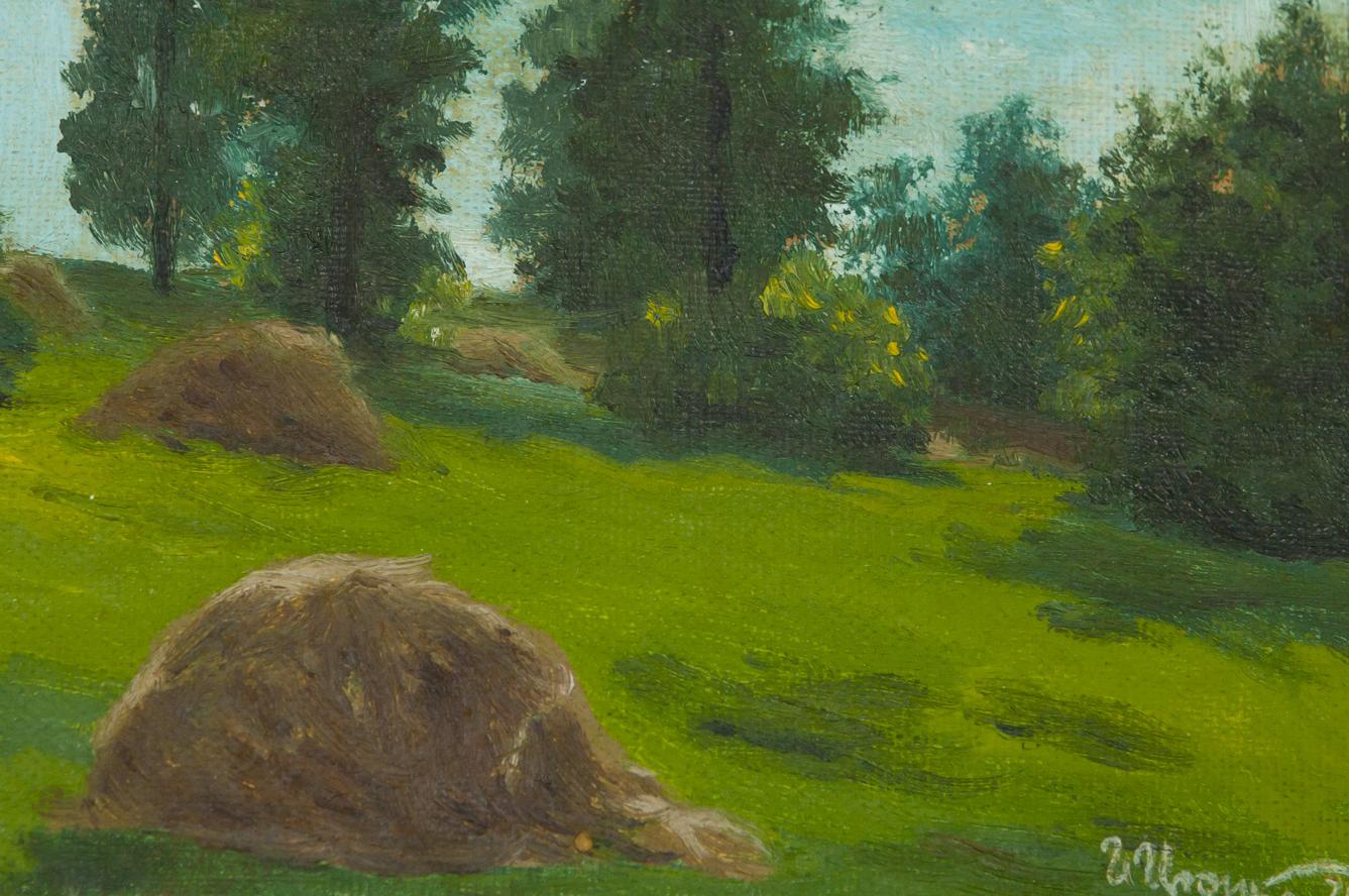 Ivan Kirillovich Tsyupka's oil painting "Forest, Nature, Haystack"