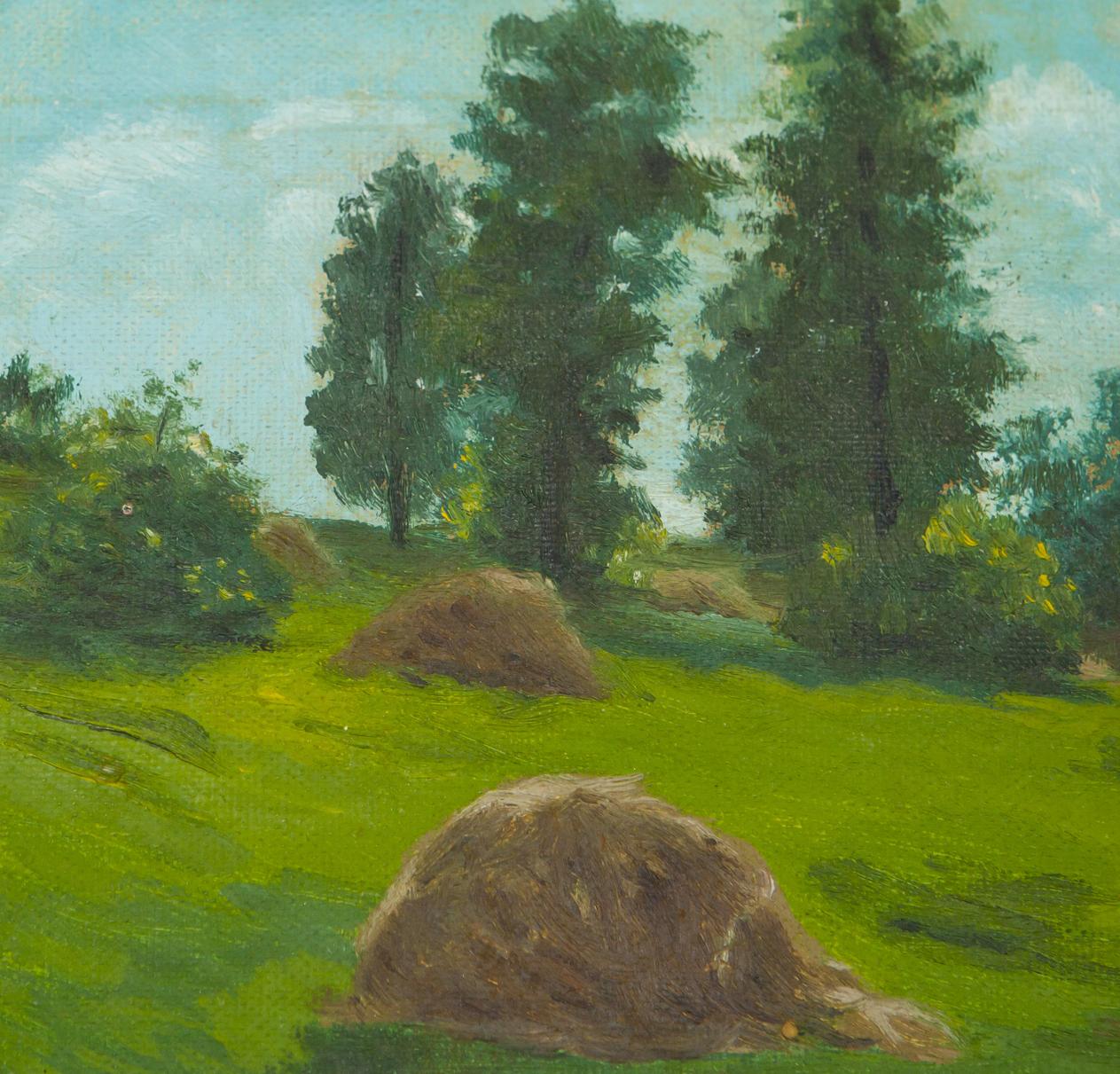 The oil painting titled "Forest, Nature, Haystack" by Ivan Kirillovich Tsyupka