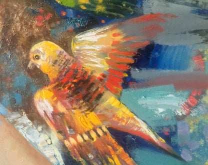 Abstract oil painting Feathered friends Anatoly Borisovich Tarabanov