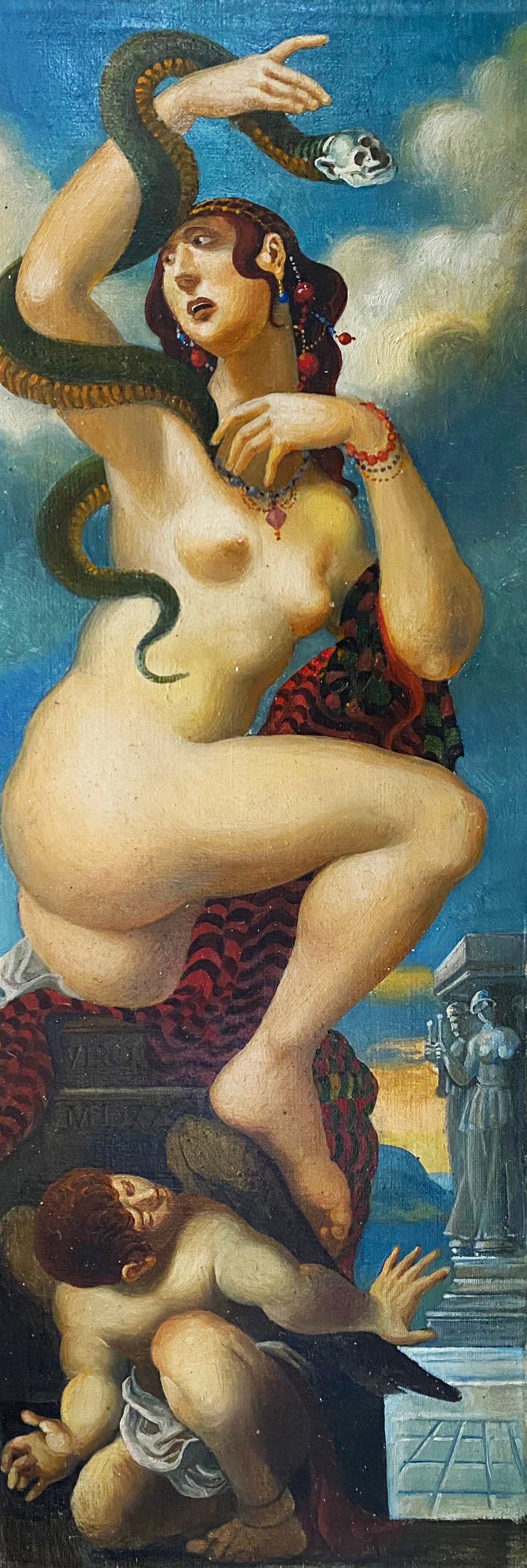 Oil painting Naked girl with a snake buy