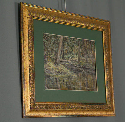 Oil painting depicting a "Swamp in the Forest"