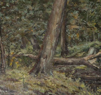 An oil painting capturing a "Swamp in the Forest"