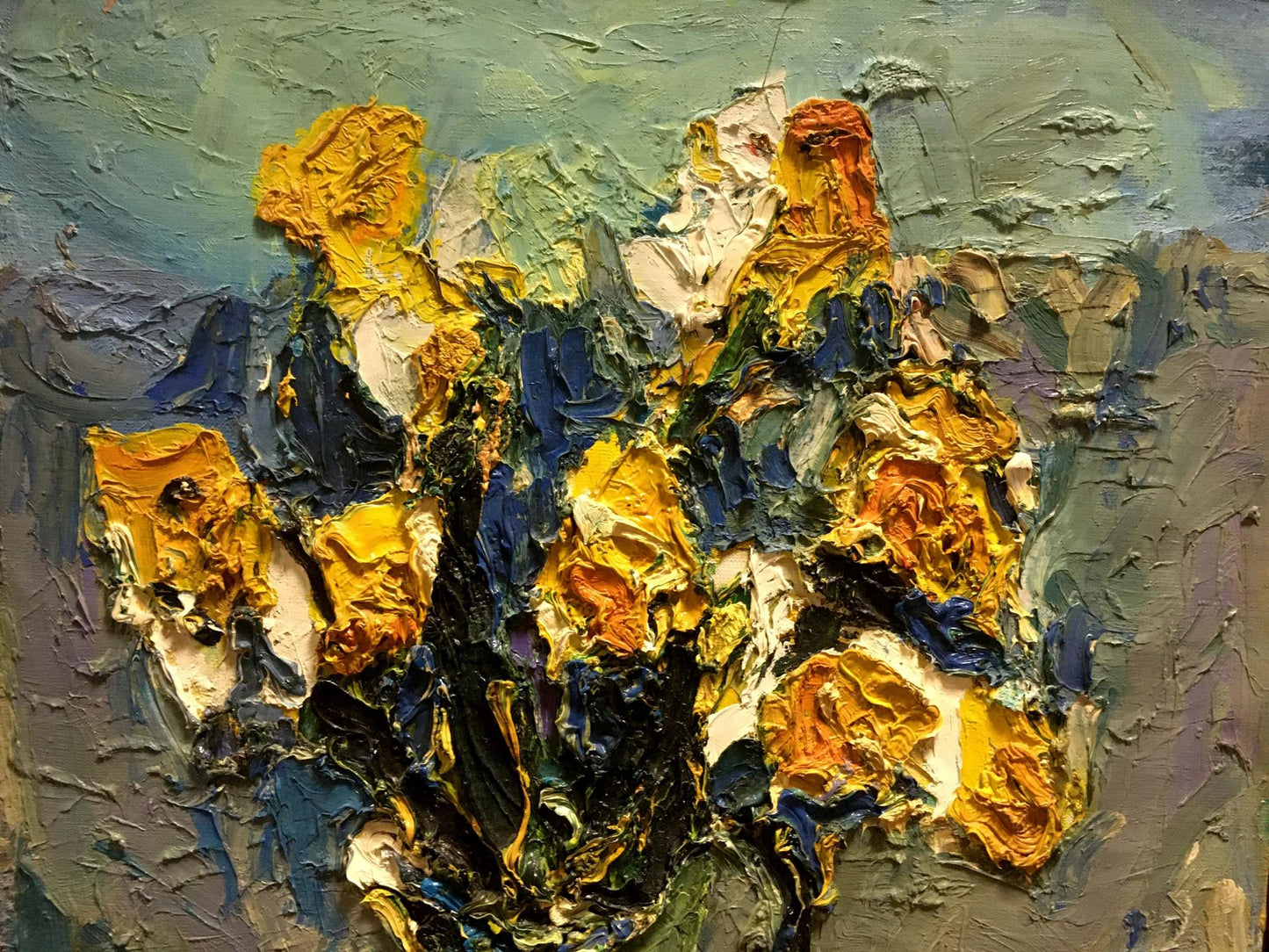 Oil painting Yellow flowers Sergey Dupliy