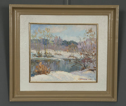 Oil painting Early spring with snow Sergey Pivtorak