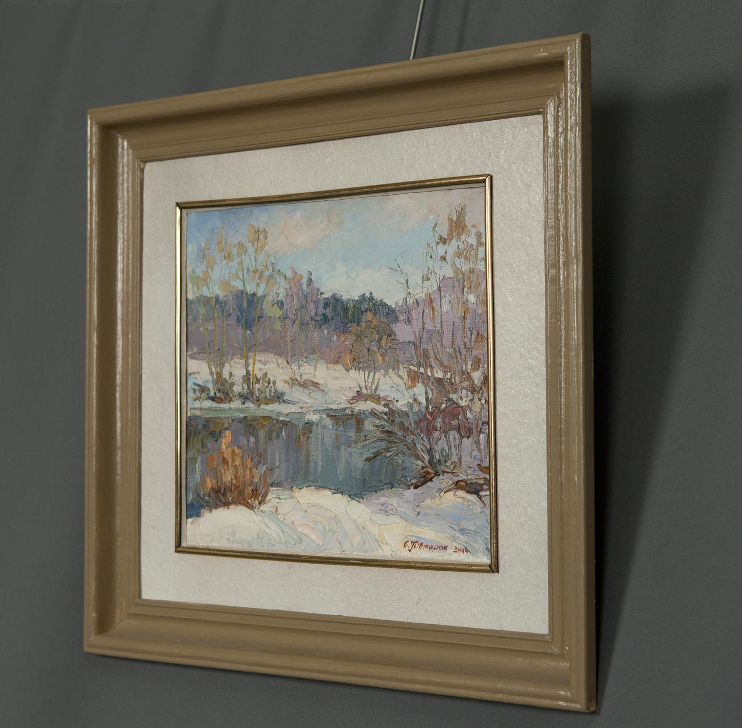 Oil painting Early spring with snow Sergey Pivtorak