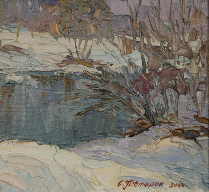 Oil painting Early spring with snow Sergey Pivtorak