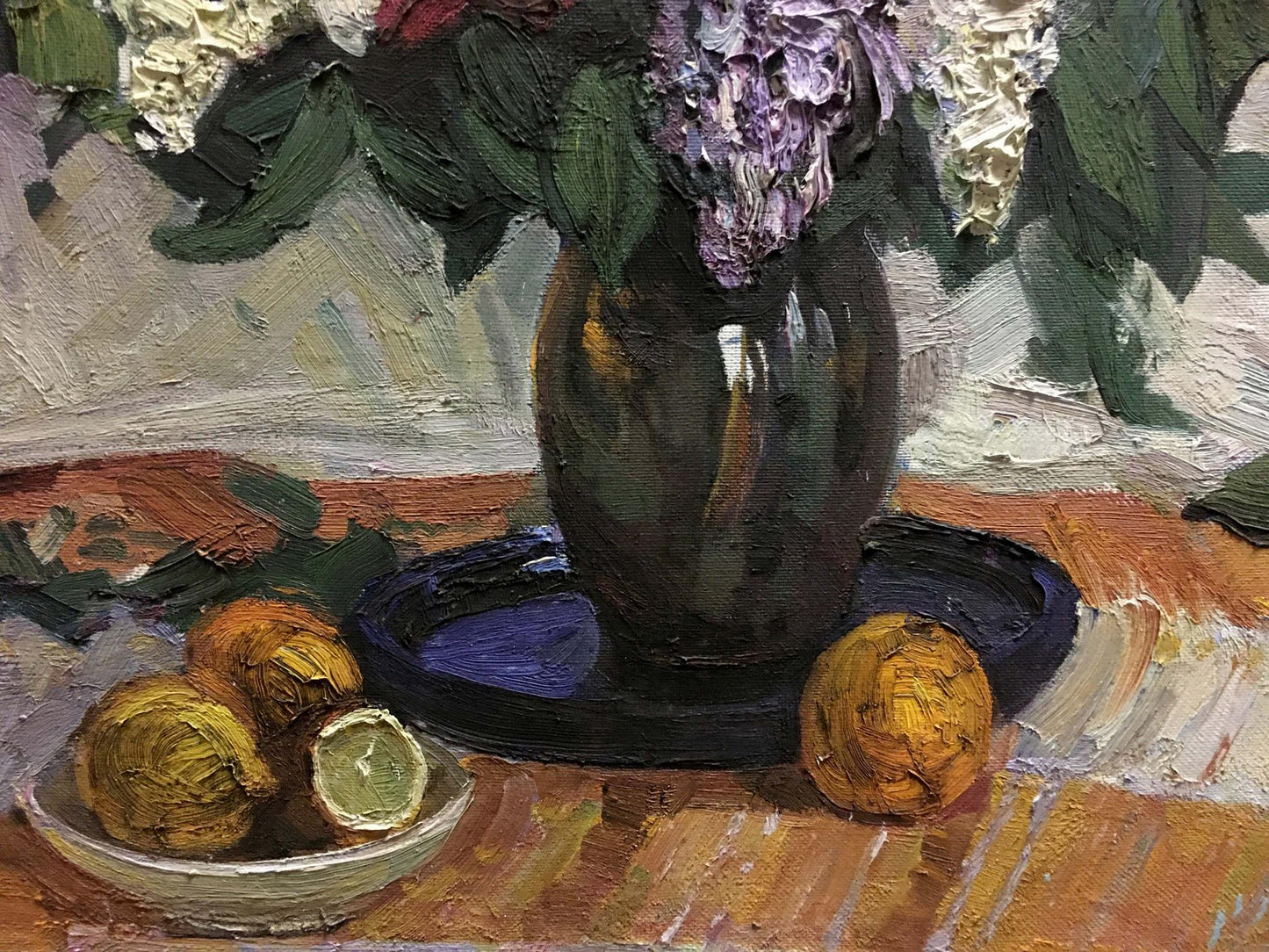 Oil painting Lemon near the lilac Alexander Kerzhner