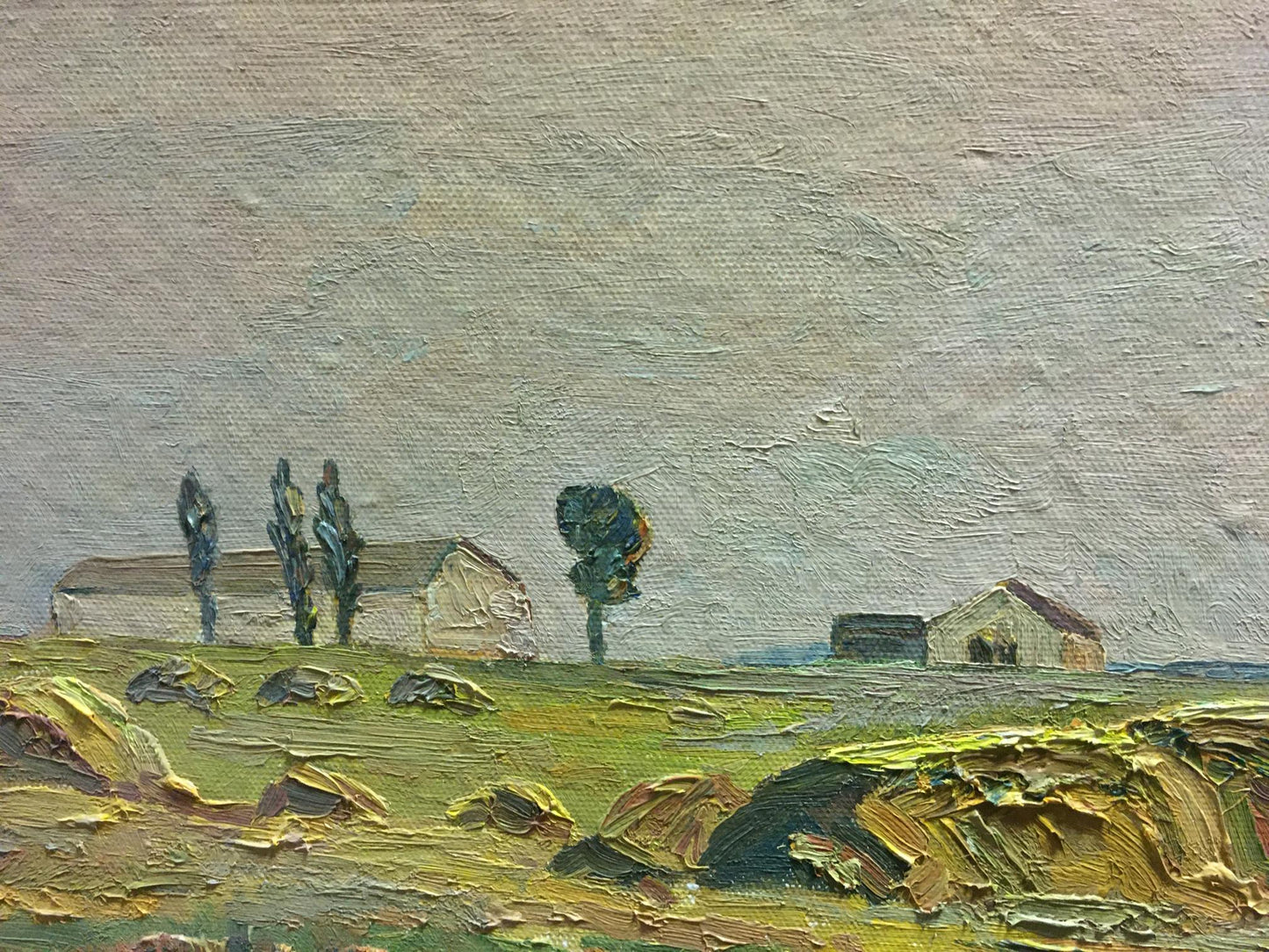 Oil painting Landscape with a house