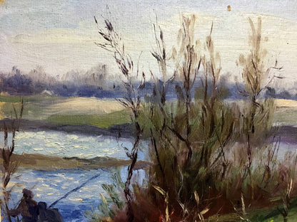 Autumn river oil painting