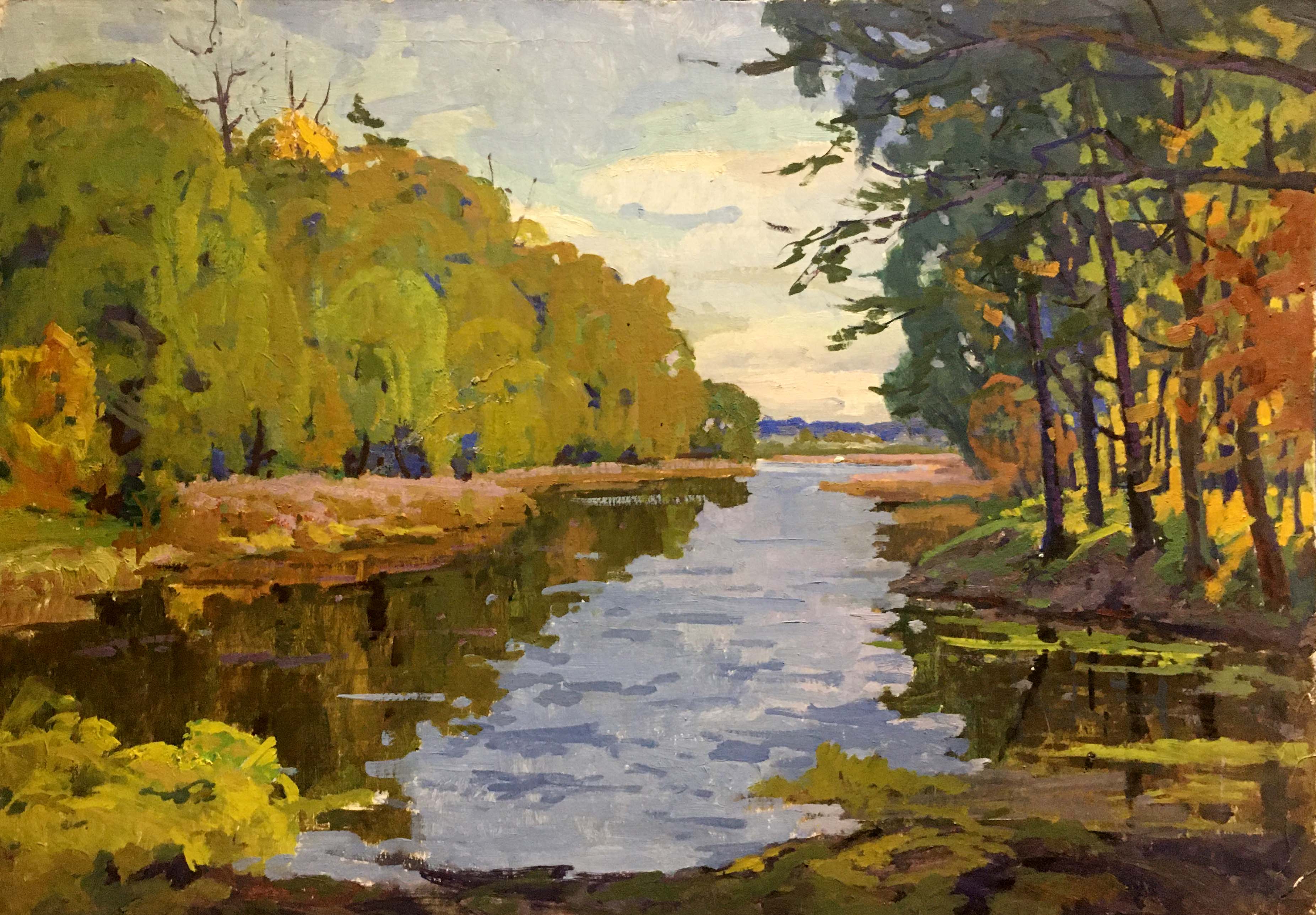 Oil painting River landscape Vladimir Korostelev