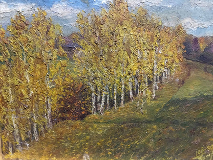 Golden autumn oil painting