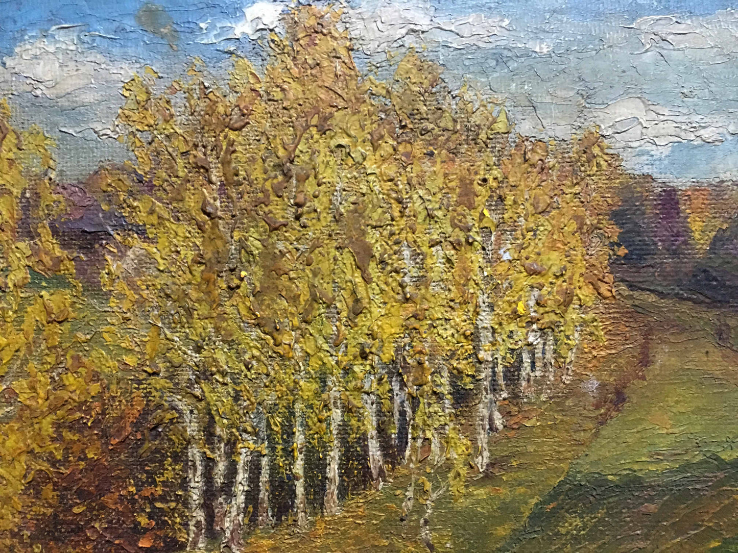 Golden autumn oil painting