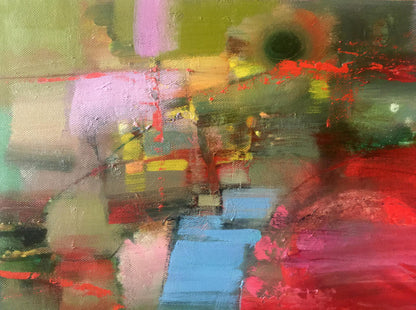 Abstract oil painting Red sun Anatoly Borisovich Tarabanov