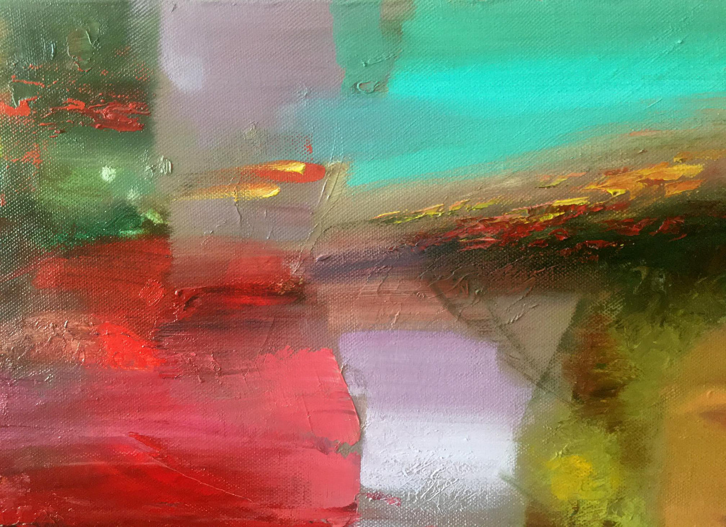 Abstract oil painting Red sun Anatoly Borisovich Tarabanov