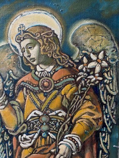 Oil painting Abraham's Sacrifice and Portrait Angel Oleg Litvinov