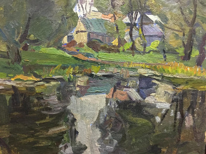 Oil painting River by the village Gantman Moses Faybovich