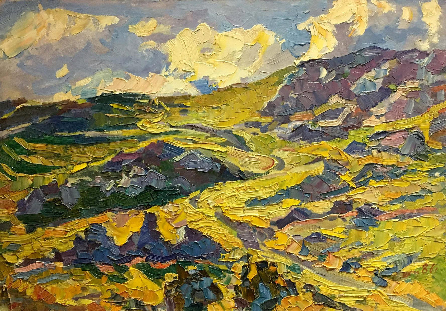 Oil painting Mountain evening landscape Shapovalov Sergey Gavrilovich