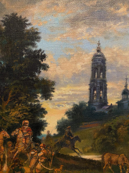 Oil painting Cossacks at the monastery Litvinov Oleg Arkad'yevich x Alexander Arkadievich Litvinov