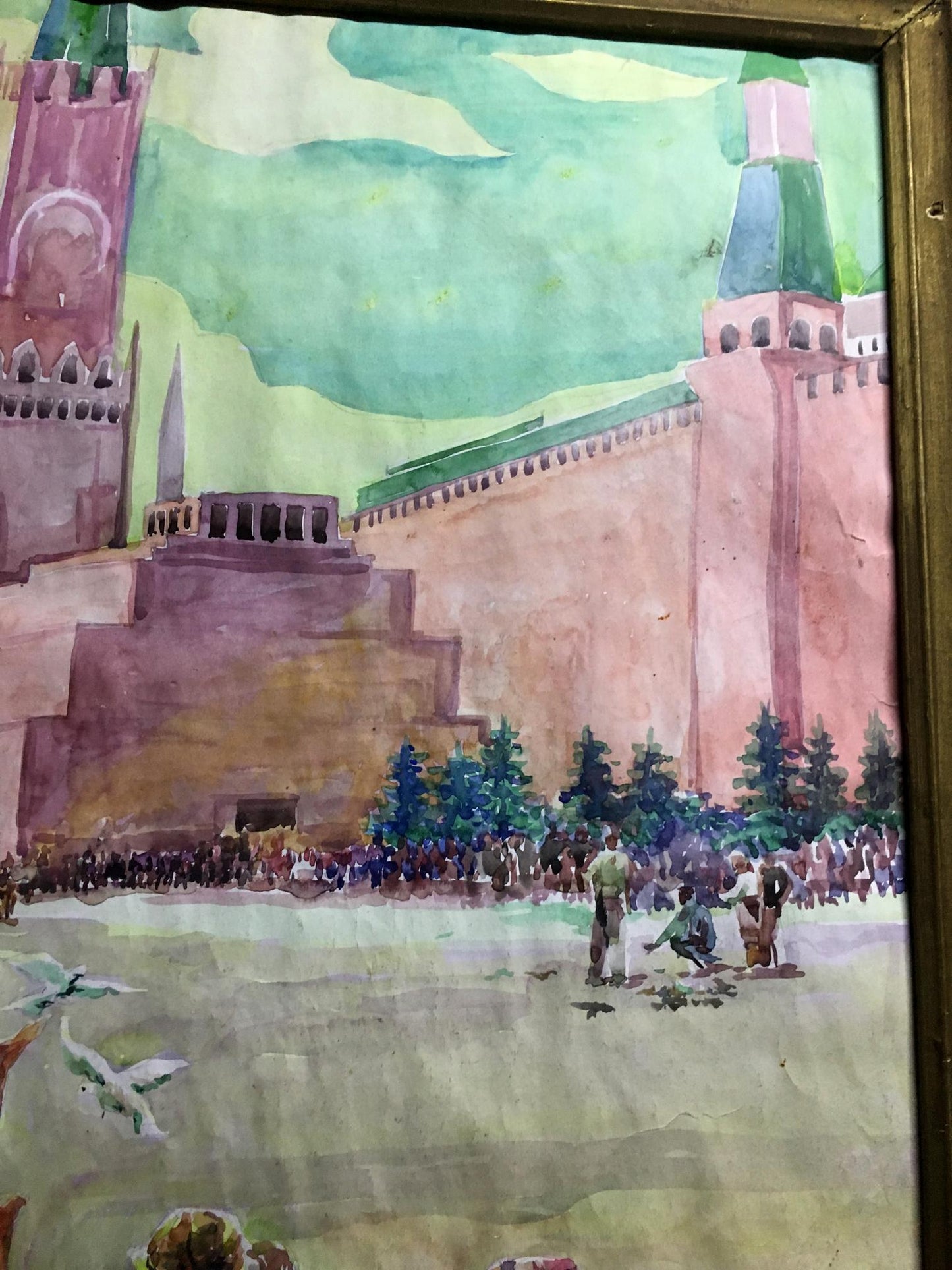 Watercolor painting Children on Red Square Alikberov V.