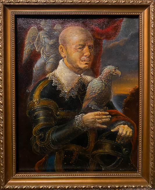 Oil painting Portrait with a parrot Litvinov Oleg Arkad'yevich