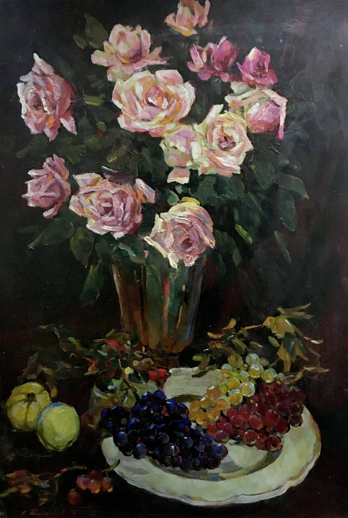 Oil painting Roses on the table Bakaev Sergey Ivanovich