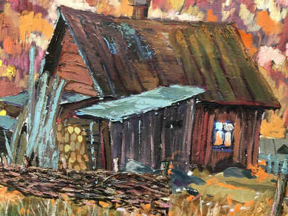 Oil painting Hut in the autumn forest Iv. Geyko