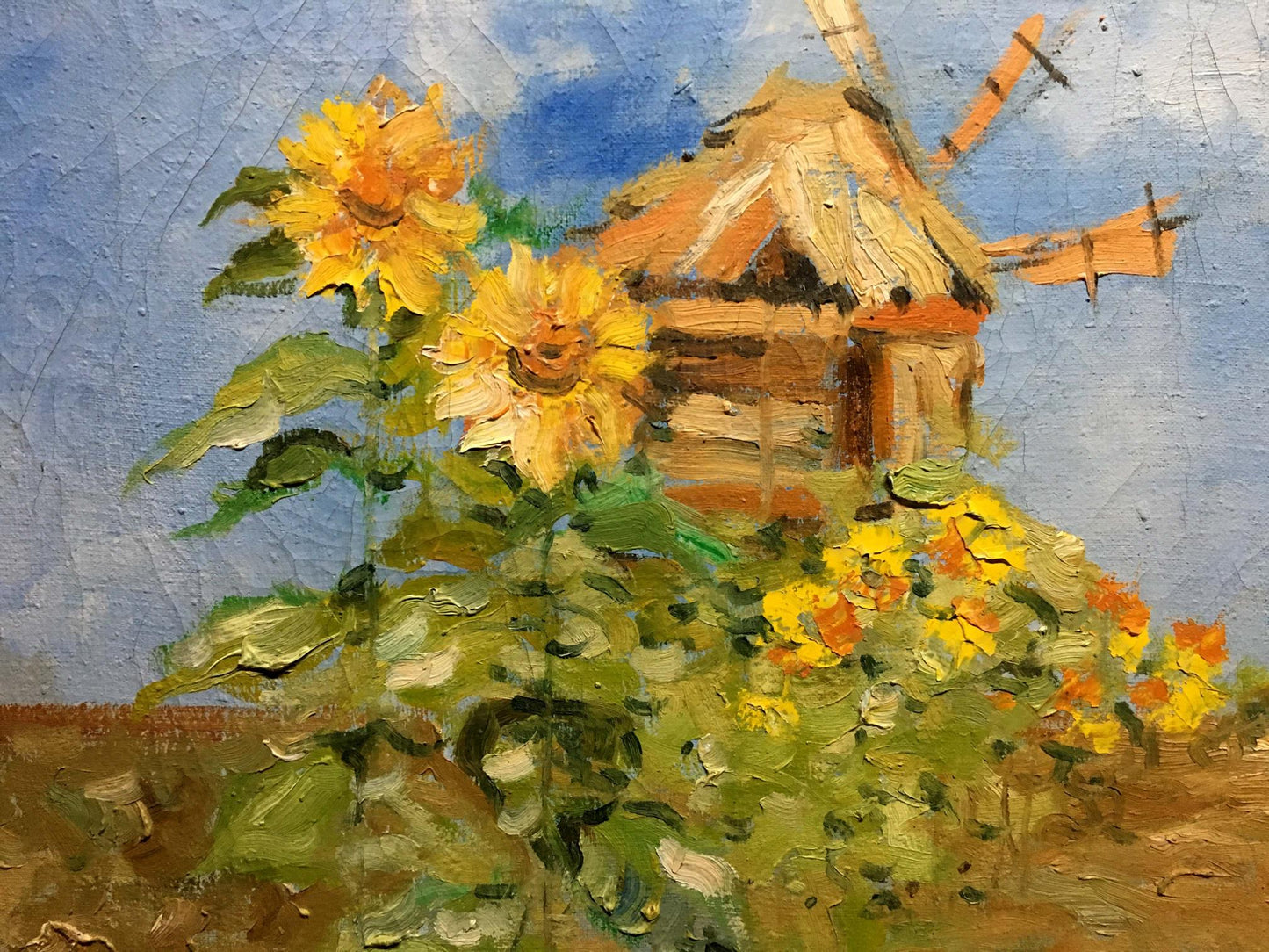 Sunflower landscape oil painting