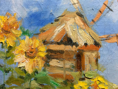 Sunflower landscape oil painting