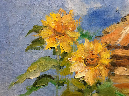 Sunflower landscape oil painting