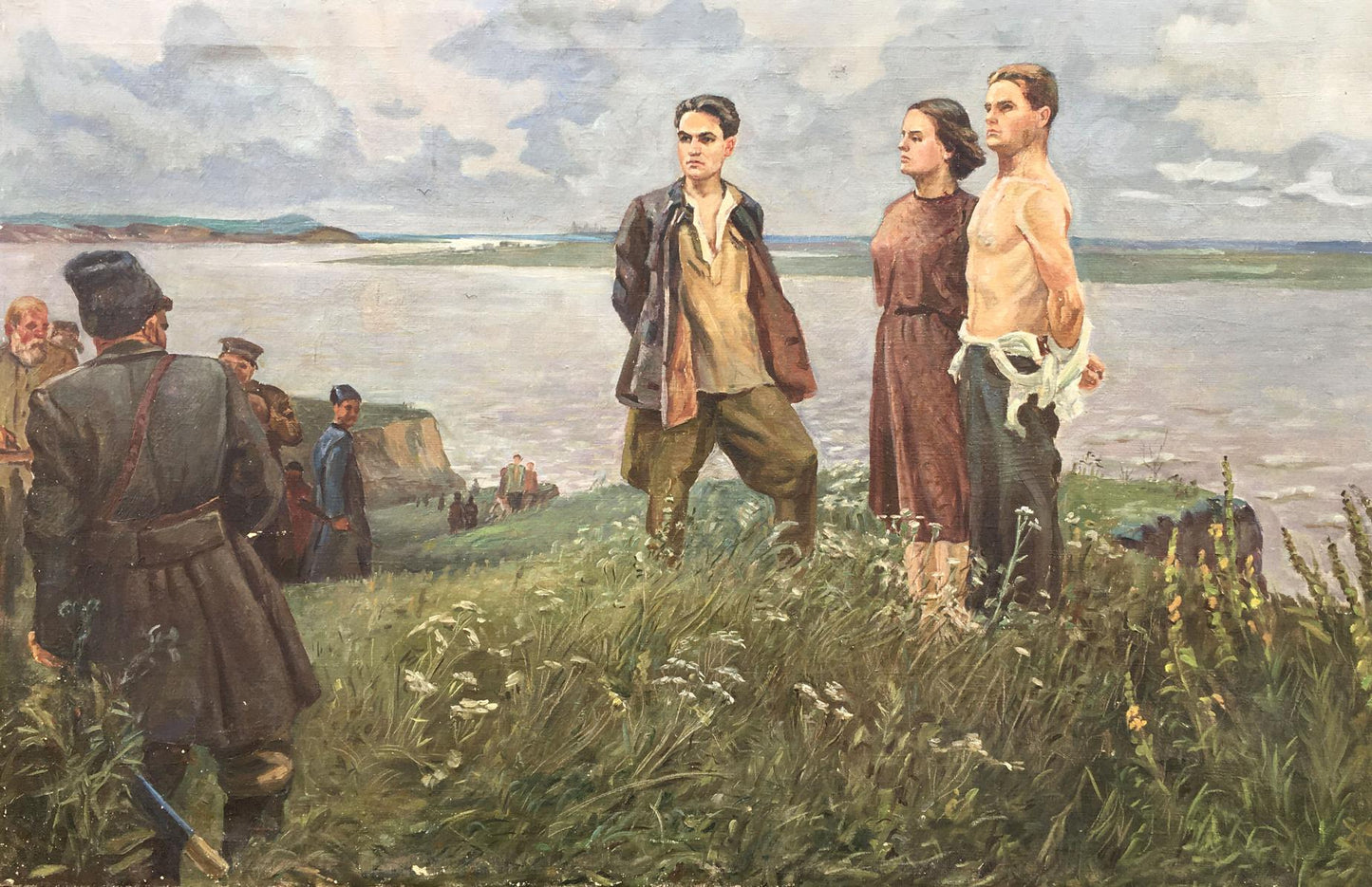 Social realism oil painting Partisans Beseda Petr Nikolayevich