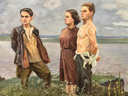 Social realism oil painting Partisans Beseda Petr Nikolayevich